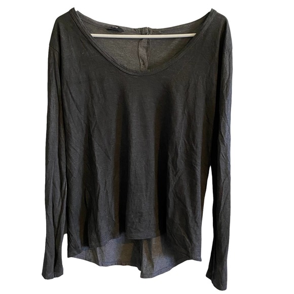 Uma Charcoal Gray Button Back Long Sleeve Shirt Size Medium - Picture 1 of 3